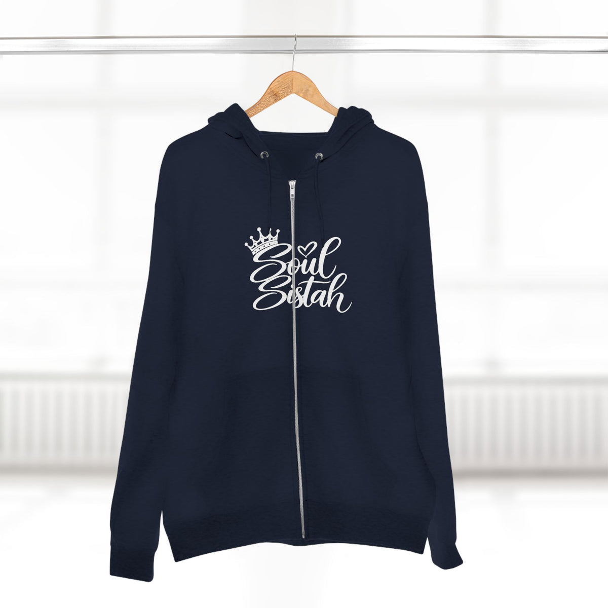 White Print Soul Sistah 
Zip-Up Hoodie