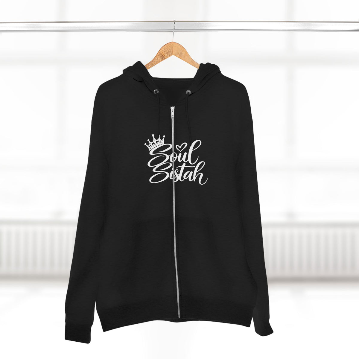 White Print Soul Sistah 
Zip-Up Hoodie